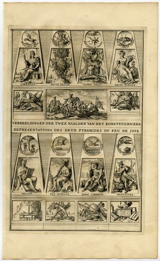 Antique Print-WILLIAM III-FIREWORKS-OBELISK-THE HAGUE-De Hooghe-1691