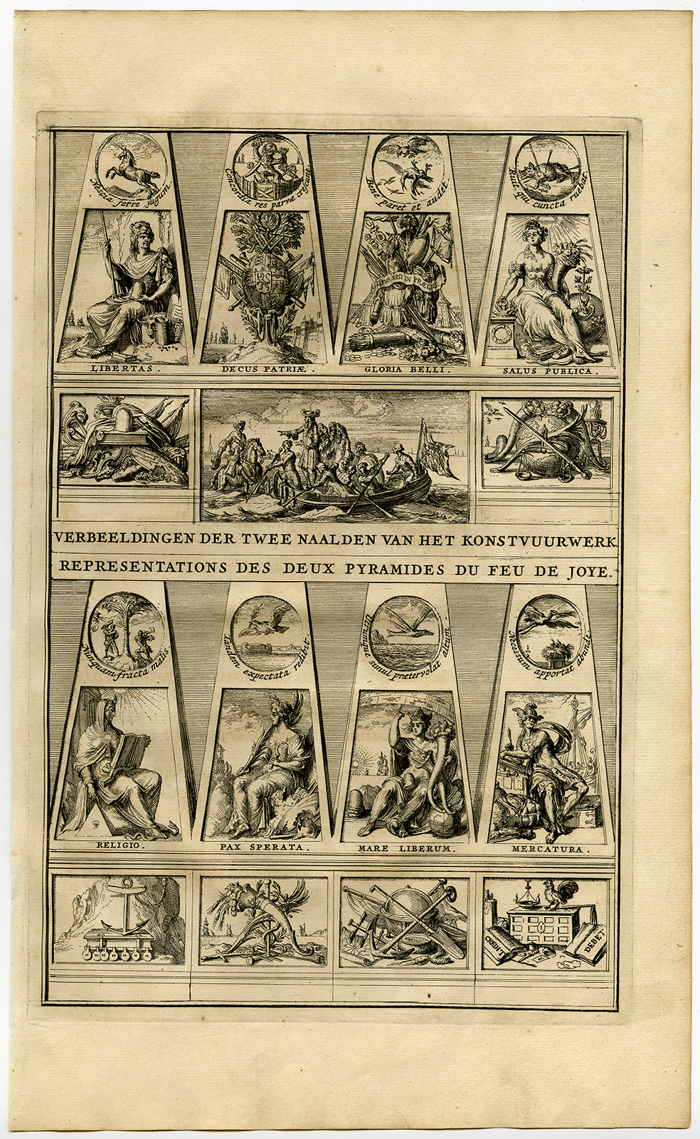 , Antique Print-WILLIAM III-FIREWORKS-OBELISK-THE HAGUE-De Hooghe-1691, Pictura Antique Prints