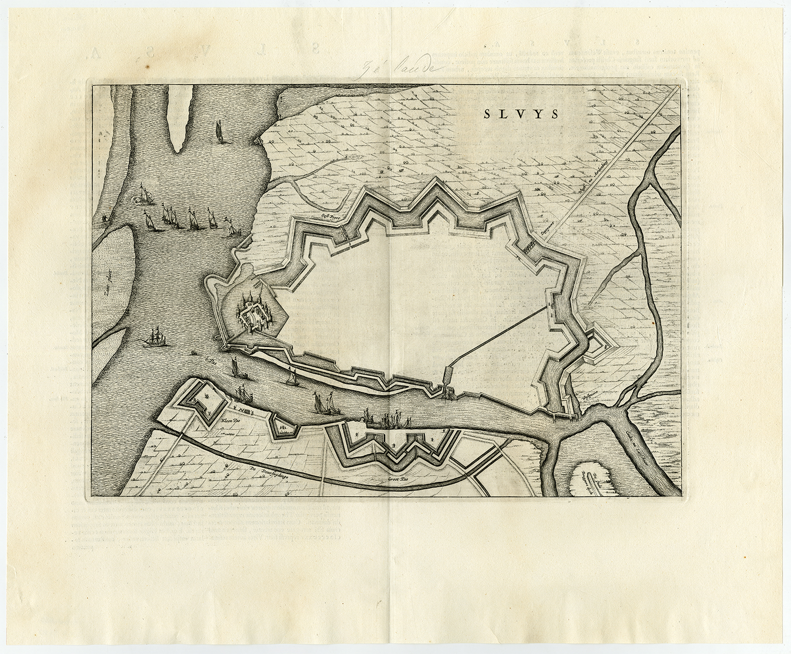 , Antique Print-SLUYS-SLUIS-FORTIFICATIONS-ZEELAND-Blaeu-1649, Pictura Antique Prints