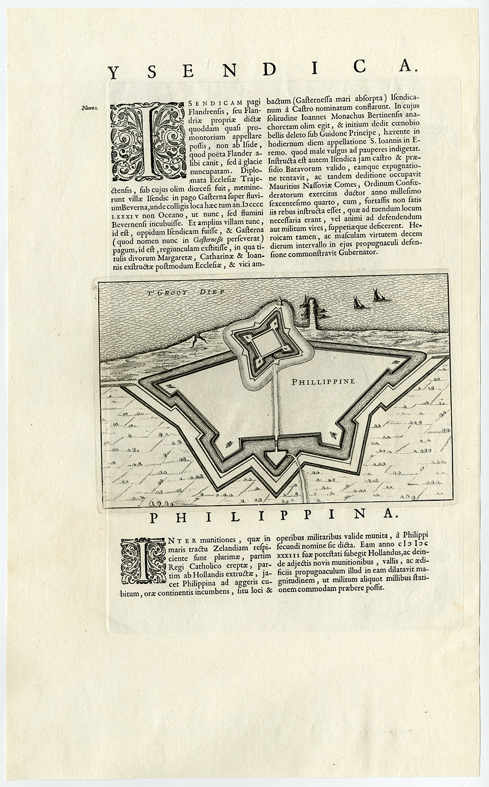 , Antique Print-IJZENDIJKE-PHILIPPINE-TERNEUZEN-ZEELAND-Blaeu-1649, Pictura Antique Prints