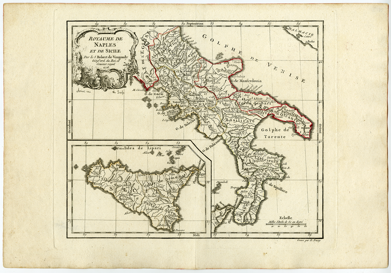 , Antique map-ITALY-SICILY-KINGDOM-NAPLES-Vaugondy-Dussy-1778, Pictura Antique Prints