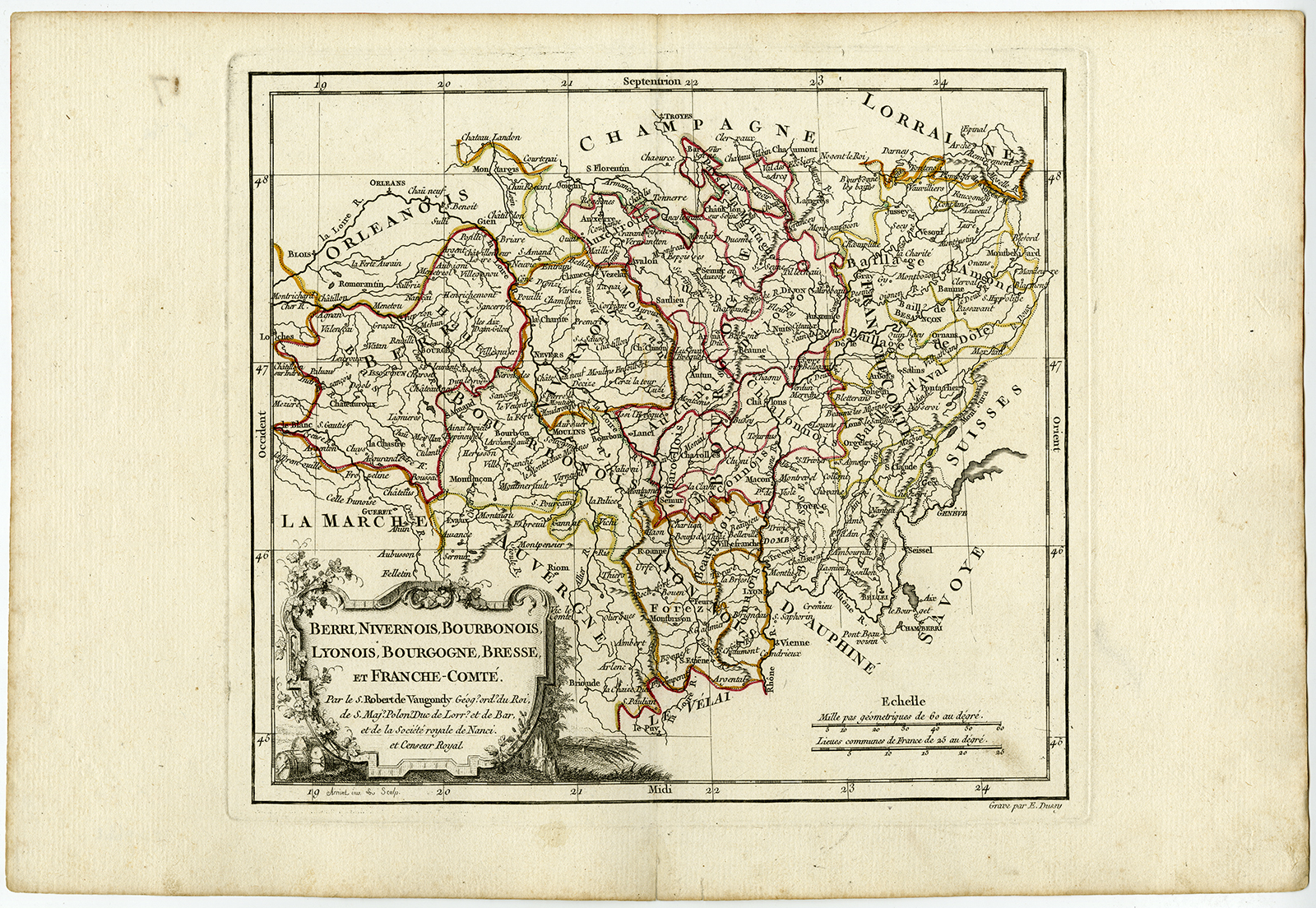 , Antique map-FRANCE-BERRY-NIVERNAIS-LYONNOIS-BURGUNDY-Vaugondy-Dussy-1778, Pictura Antique Prints