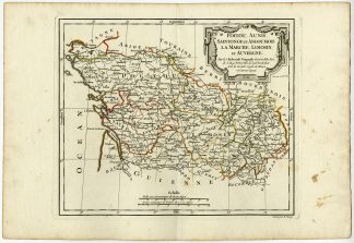 Antique map-FRANCE-POITOU-ANGOUMOIS SAINTOGNE-AUVERGNE-Vaugondy-Dussy-1778
