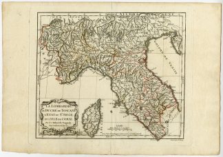Antique map-ITALY-LOMBARDY-DUCHY TUSCANY-ST SIEGE-CORSICA-Vaugondy-Dussy-1778