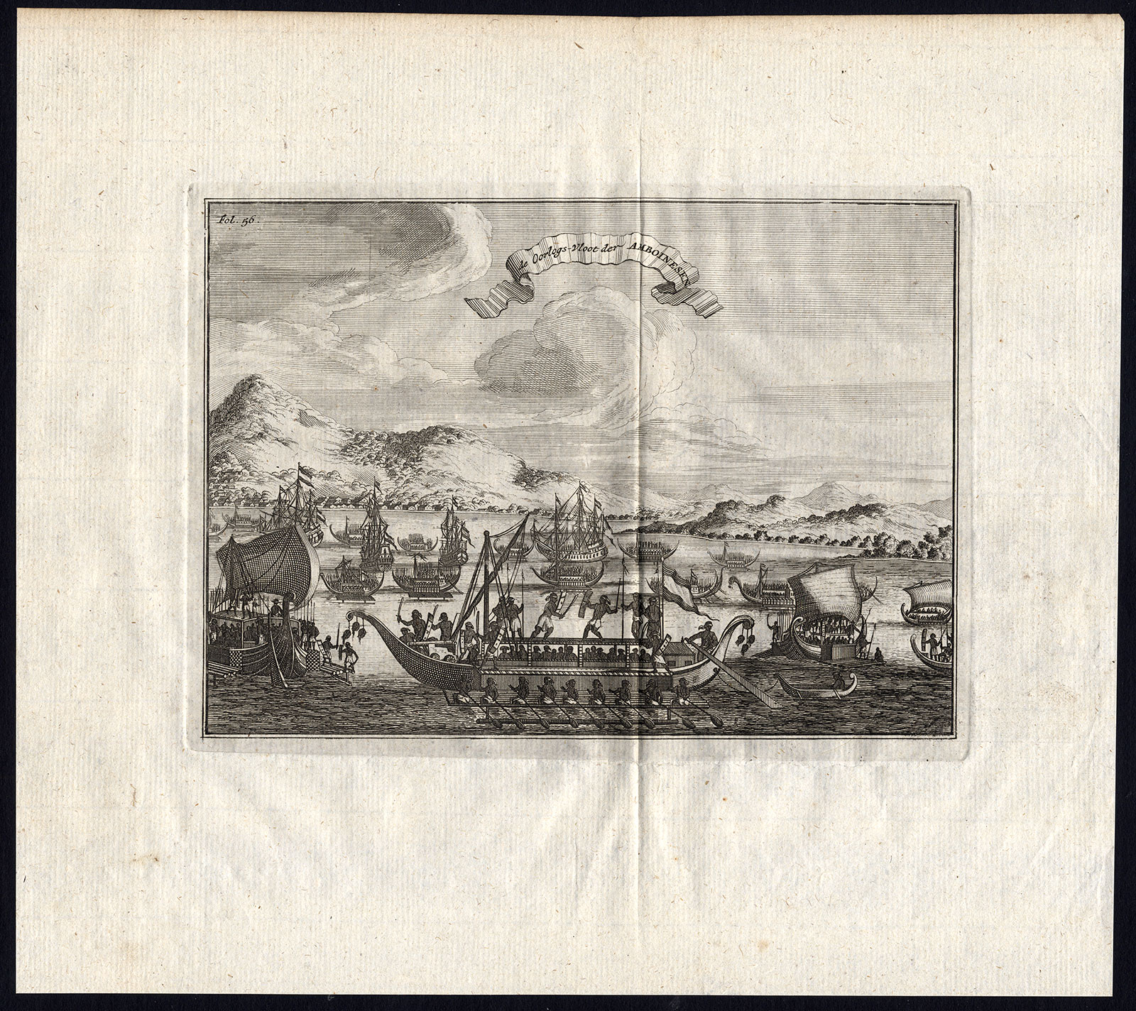 , Antique Print-AMBON-INDONESIA-FLEET-SHIPS-Schouten-1708, Pictura Antique Prints