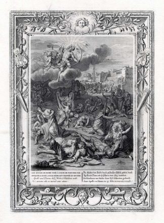 Antique Mythology Print-NIOBE-APOLLO-DIANA-Picart-1733