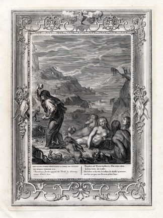 Antique Mythology Print-DEUCALION-PYRRHA-Picart-1733
