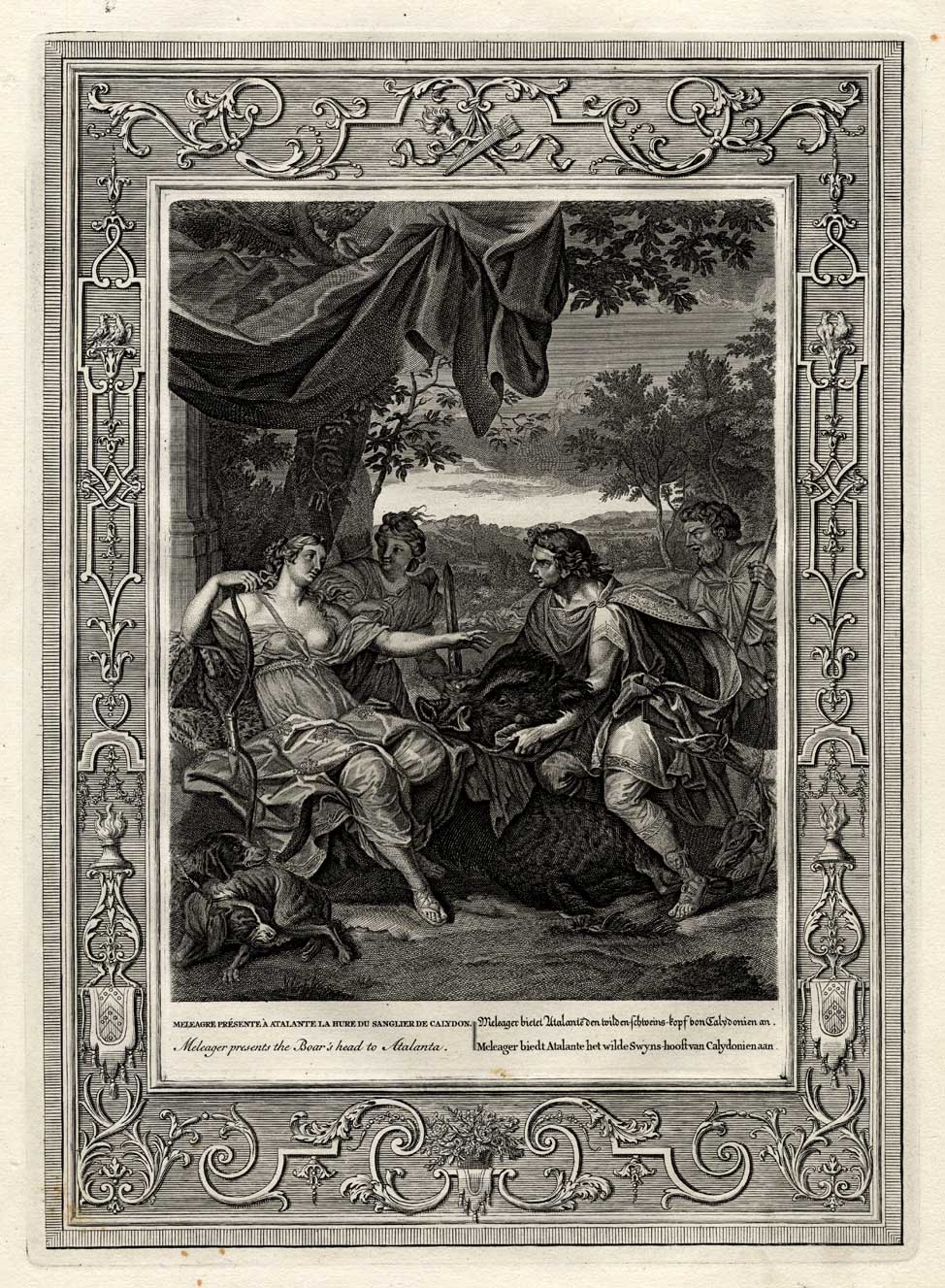 , Antique Mythology Print-MELEAGER-ATALANTA-Picart-1733, Pictura Antique Prints