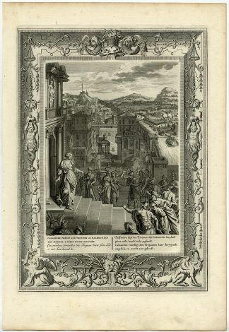 Antique Myth Print-CASSANDRA-TROJAN HORSE-Picart-1733