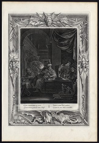 Antique Myth Print-LYCAON-WOLF-CALLISTO-Picart-1733