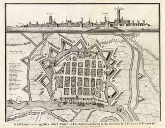 Antique Map-NIEUWPOORT-FORTRESS-BELGIUM-Tindal-1724