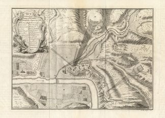 Antique Map-HUY-BELGIUM-BATTLE-FORTRESS-Tindal-1727
