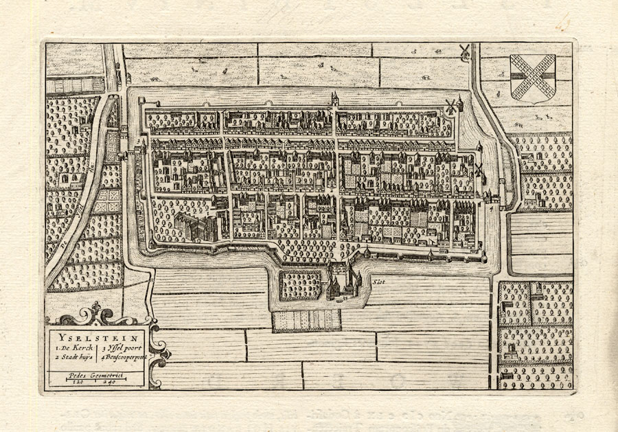 , Antique Plan-IJSSELSTEIN-UTRECHT-NETHERLANDS-Blaeu-1649, Pictura Antique Prints