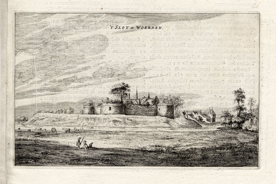 , Antique Print-CASTLE-VIEW-WOERDEN-UTRECHT-NETHERLANDS-Blaeu-1649, Pictura Antique Prints