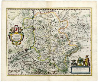 Antique Map-LIMBURG-MAASTRICHT-SITTARD-VALKENBURG-LIEGE-AACHEN-Hondius-1638