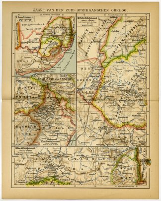 Antique Map-SOUTH AFRICA-BOER WARS-Winkler Prins-1895