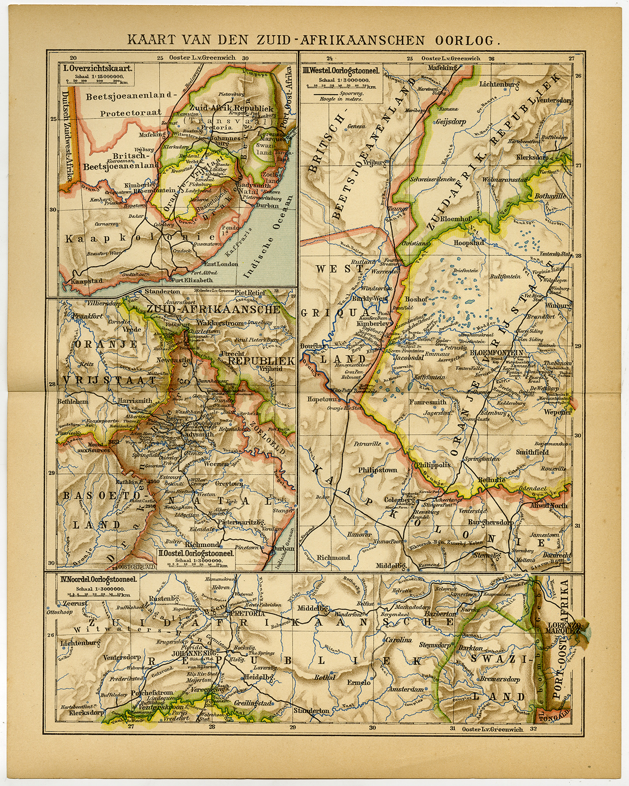 , Antique Map-SOUTH AFRICA-BOER WARS-Winkler Prins-1895, Pictura Antique Prints