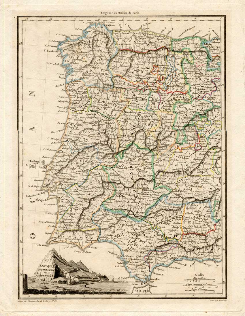 , 2 Antique Maps-SPAIN-Malte Brun-1800, Pictura Antique Prints