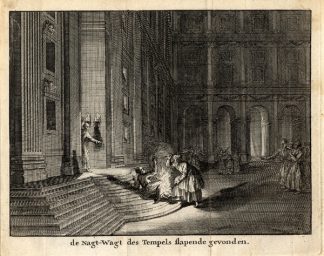 Antique Print-TEMPLE-NIGHT WATCH-SLEEPING-Cunaeus-1682