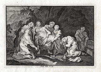 Antique Print-JOHN 19:39-NICODEMUS-JESUS-EMBALMING-c. 1703