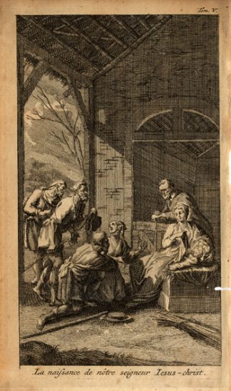 Antique Print-BIRTH-JESUS-CHRIST-JOSEPH-MARIA-SHEPERDS-Prideaux-c. 1720