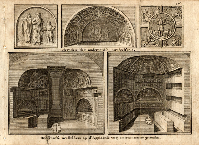 , Antique Print-TOMBS-APPIAN WAY-VIA APPIA ANTICA-Cunaeus-1700, Pictura Antique Prints