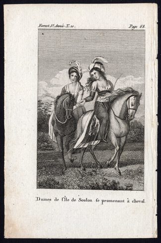 Antique Print-SOULON-CANARY ISLANDS-HORSE RIDING-Prevost-Bellin-1802