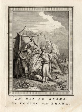 Antique Print-KING OF BRAMA-BRAHMA-ELEPHANT-Prevost-Schley-1750