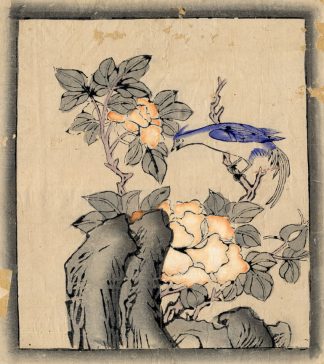Antique Japanese Print-BIRD-FLOWERS-1850