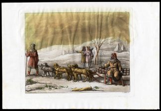 Antique Print-RARE-SLEDGE-DOGS-KAMCHATKA-SIBERIA-Gallina-Ferrario-1827