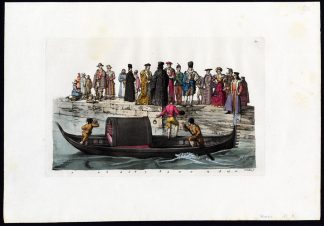 Antique Print-GONDOLA-16TH C DRESS-VENICE-ITALY-Gallina-Ferrario-1827