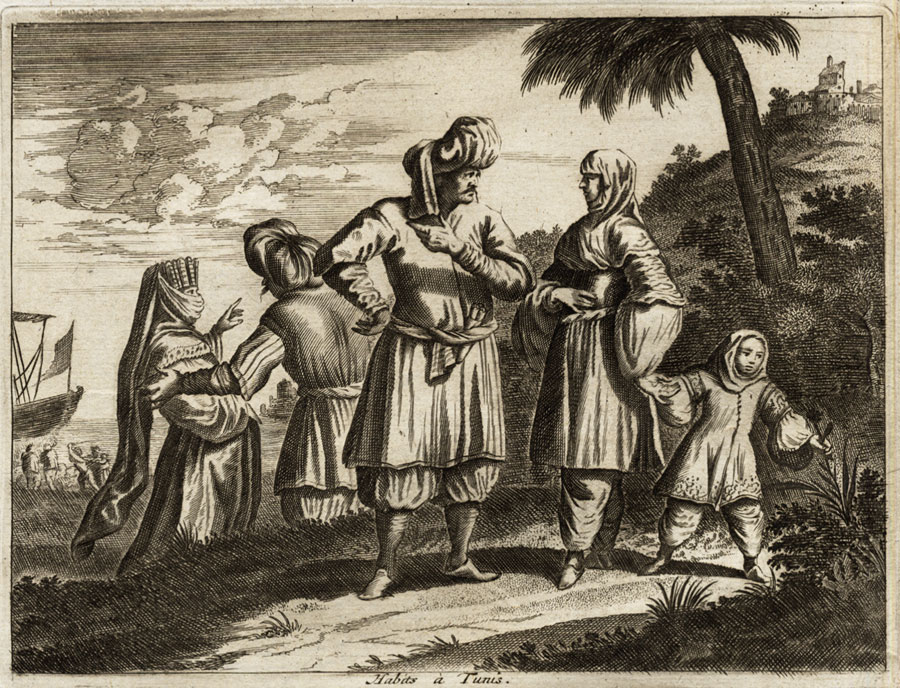 , Rare Antique Print-FUNERAL-AFRICA-TUNIS-TUNISIA-COSTUME-Pieter van der Aa-1725, Pictura Antique Prints