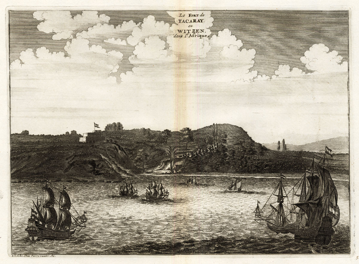 , Rare Antique Print-AFRICA-GHANA-FORT TACARAY-WITZEN-VOC-Pieter Van der Aa-1725, Pictura Antique Prints