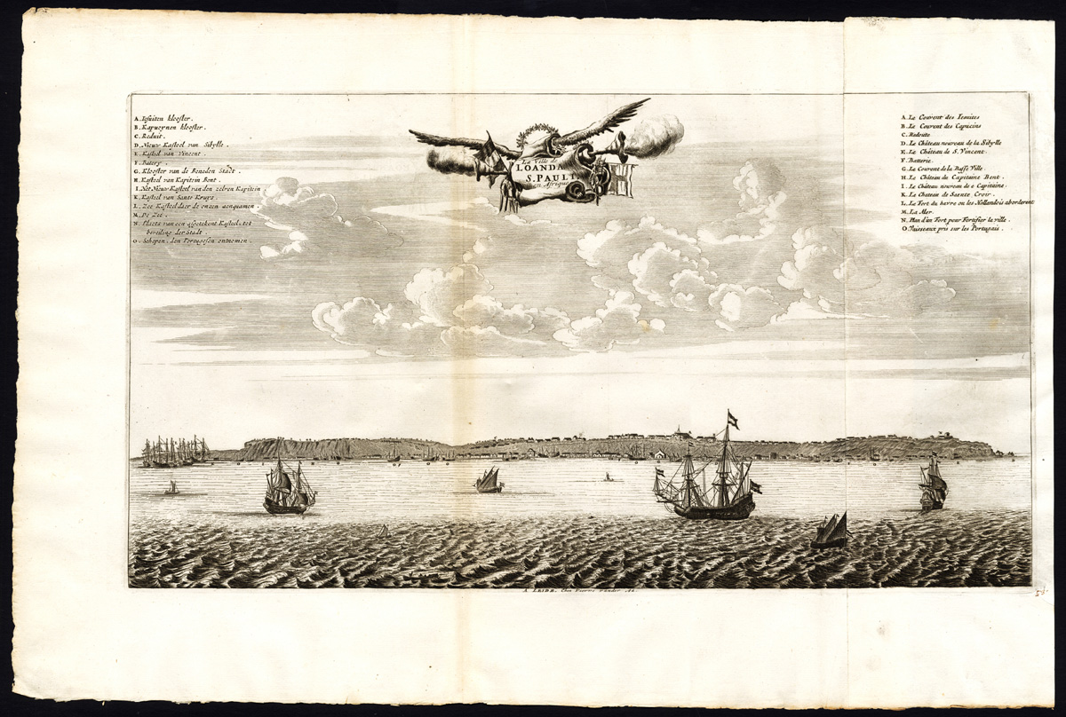 , Rare Antique Print-LUANDA-SAO PAULO-ANGOLA-VOC SHIPS-JESUITS-Van der Aa-1725, Pictura Antique Prints