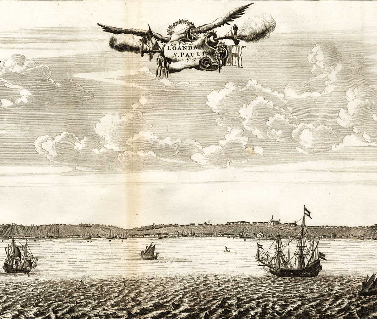 , Rare Antique Print-LUANDA-SAO PAULO-ANGOLA-VOC SHIPS-JESUITS-Van der Aa-1725, Pictura Antique Prints