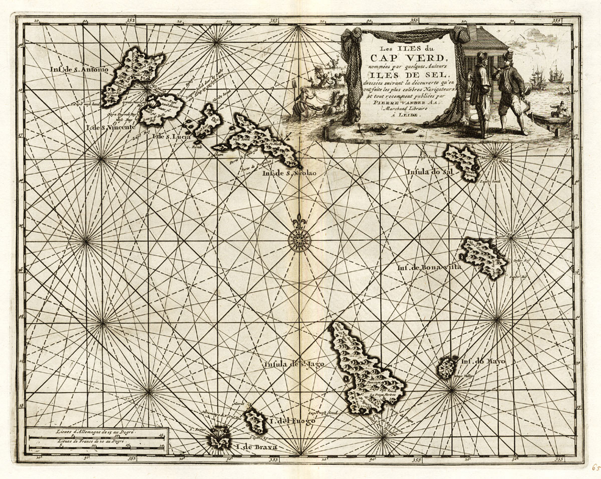 , Rare Antique Map-CABO VERDE-CAPE VERDE-AFRICA-Van der Aa-1725, Pictura Antique Prints