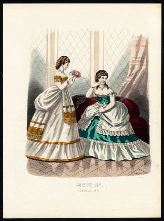 Antique Costume Print--FEMALE VICTORIAN DRESS-Plate 417-Victoria-Neumann-1875