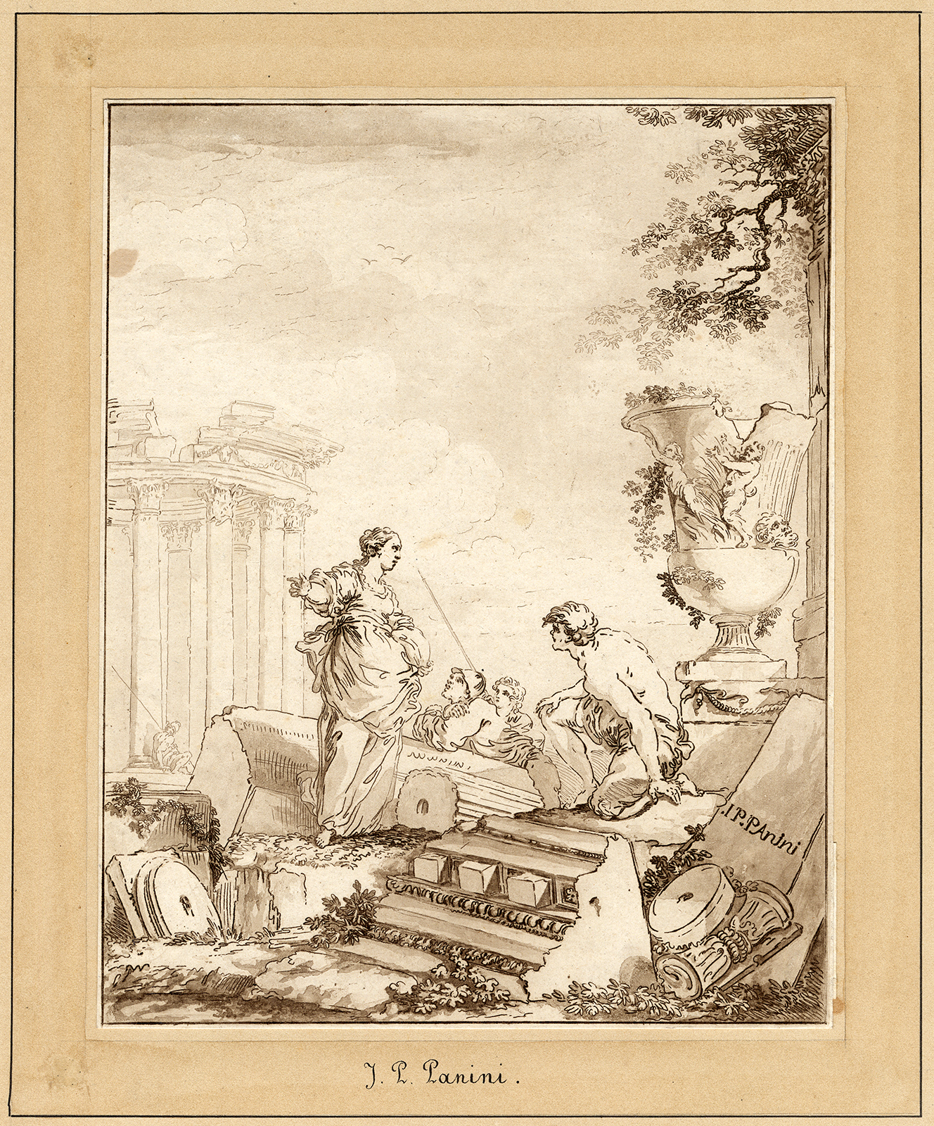 , Antique Master Print-ATHENE-SOLDIER-CITY-Saint Far-Panini-ca. 1780, Pictura Antique Prints