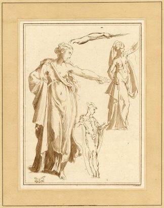 Antique Master Print-GREEK GOD-STATUE-MERCURY-HERMES-Metz-Parmigiano-1798