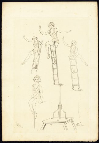 Antique Print-CIRCUS-LADDER ACT-ACROBATS-Fernel-1931