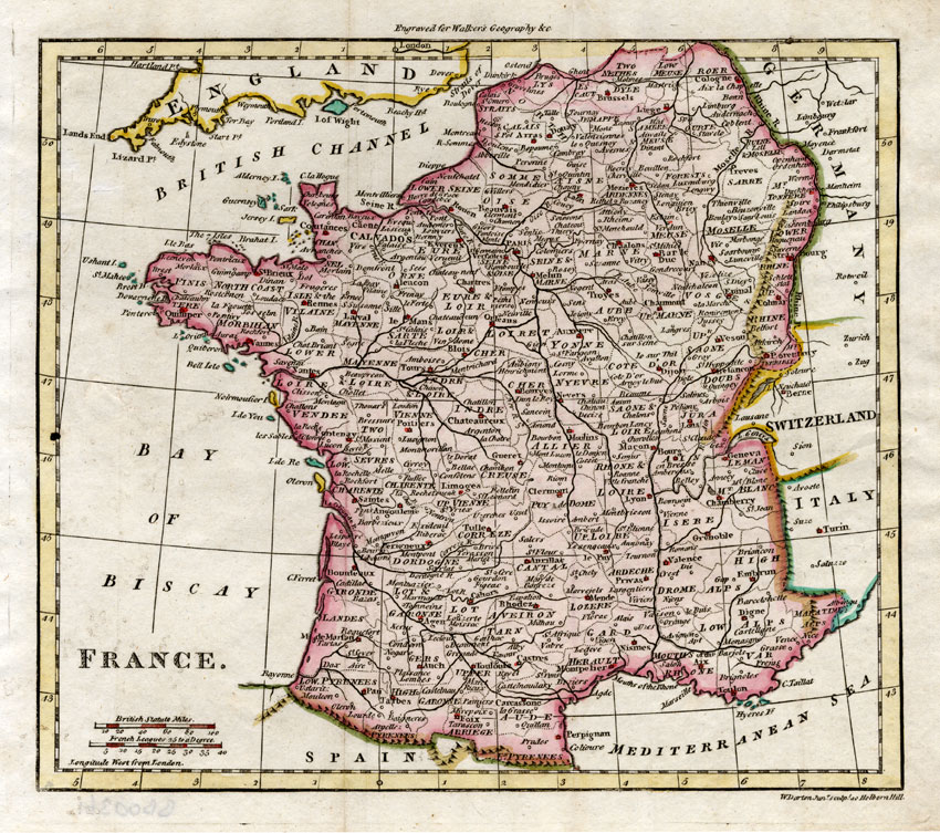 , Antique Map-FRANCE-HERAULT-MORBIHAN-LOIRE-Walker-1810, Pictura Antique Prints