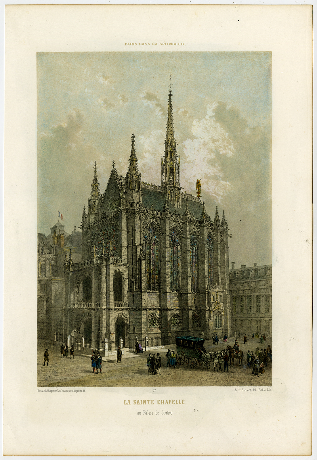, Antique Print-HOLY CHAPEL-PALAIS DE LA CITE-PARIS-Fichot-Benoist-1861, Pictura Antique Prints