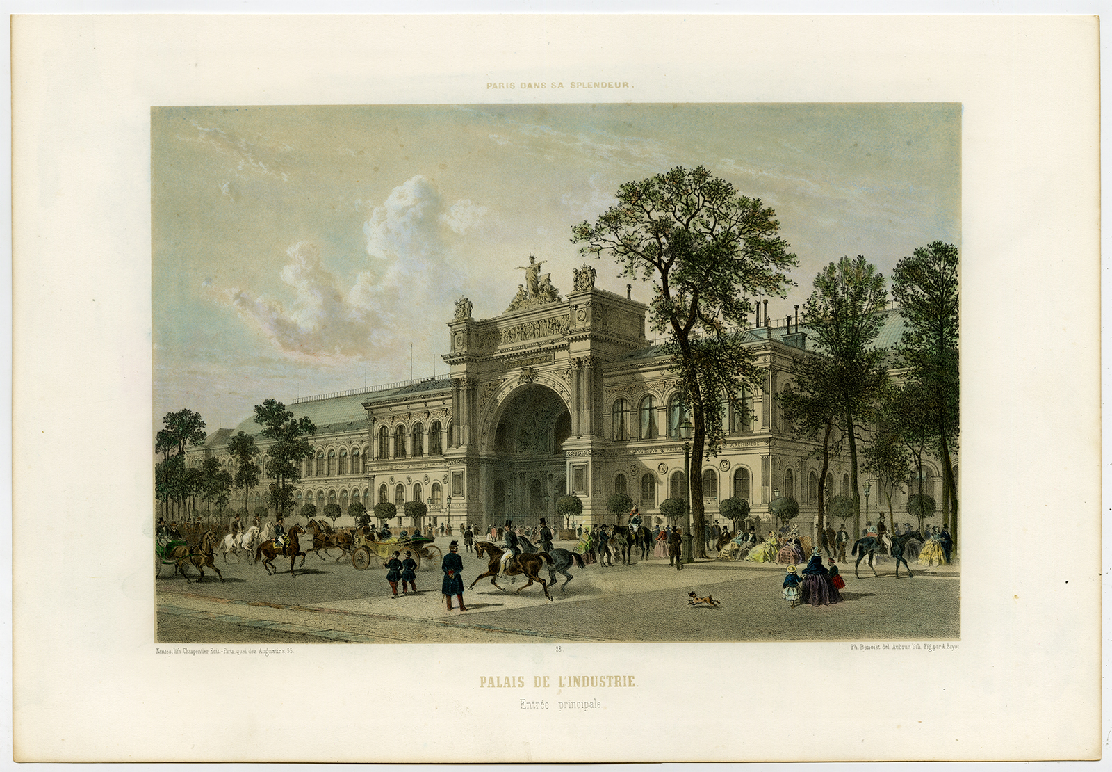 , Antique Print-PALAIS DE L’INDUSTRIE-WORLD FAIR-PARIS-Aubrun-Benoist-1861, Pictura Antique Prints