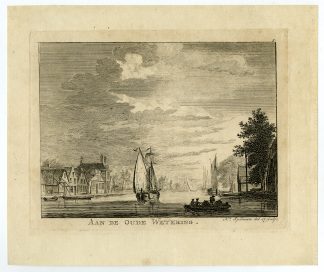 Rare Antique Print-VIEW OF OUDE WETERING-SAILING SHIPS-Spilman-ca. 1760