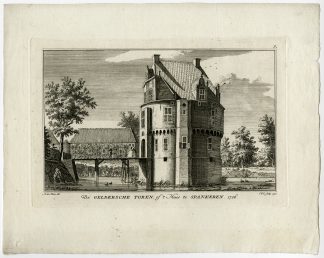 Rare Antique Print-VIEW-SPANKEREN-CASTLE GELDERSE TOREN-de Haen-Spilman-ca. 1760