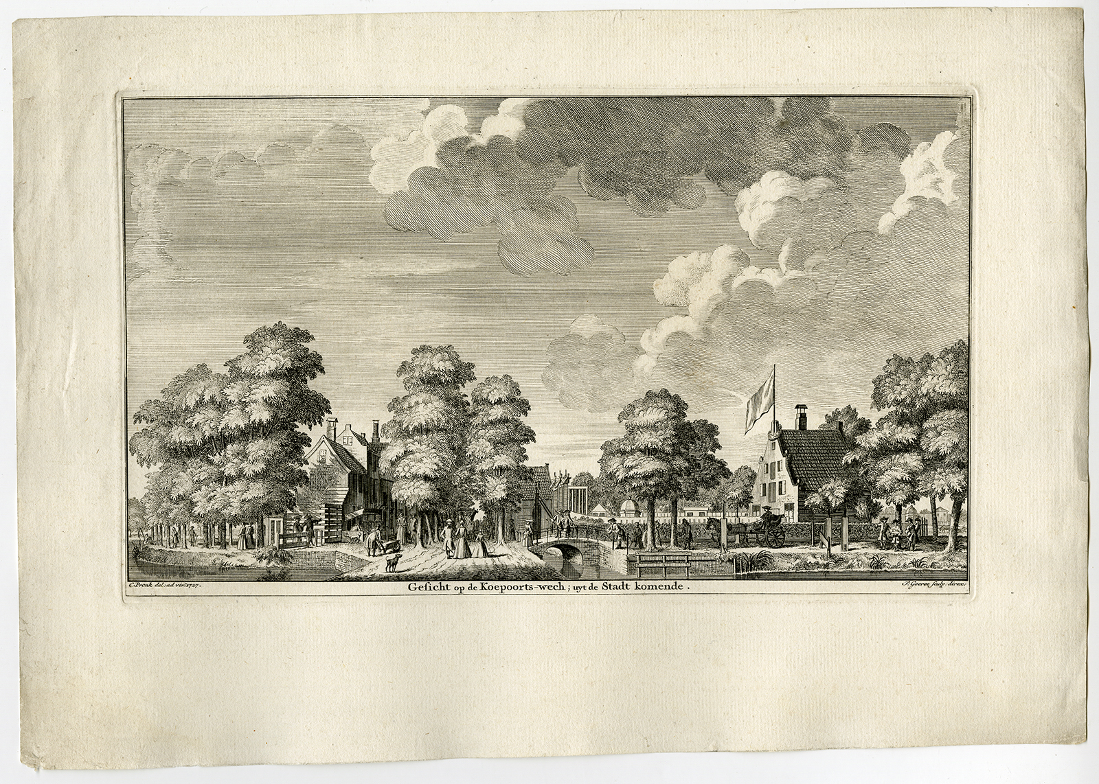 , Antique Print-VIEW OF HOORN-KOEPOORT-Pronk-J. Goeree-1740, Pictura Antique Prints