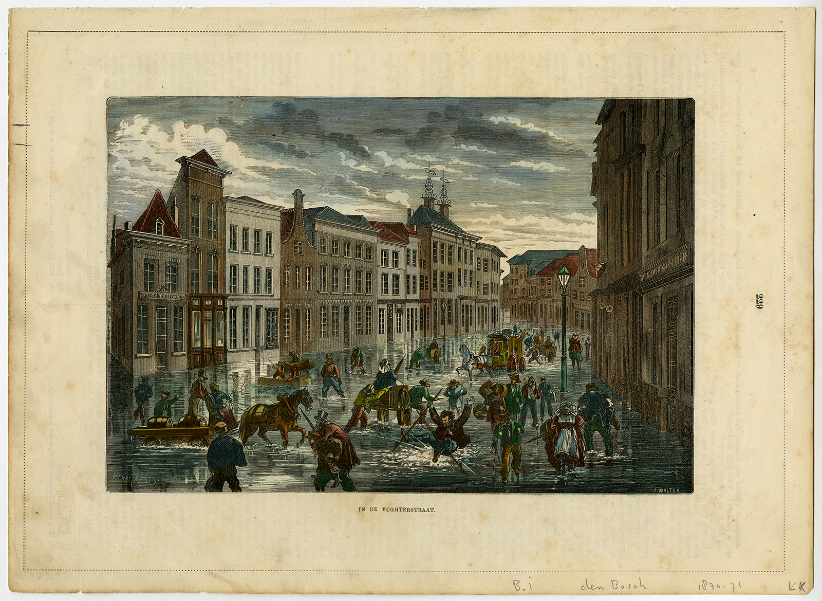 , Antique Print-WATER-VUGHTERSTREET-FLOOD-STREET-DEN BOSCH-Gastl-Walter-1870, Pictura Antique Prints