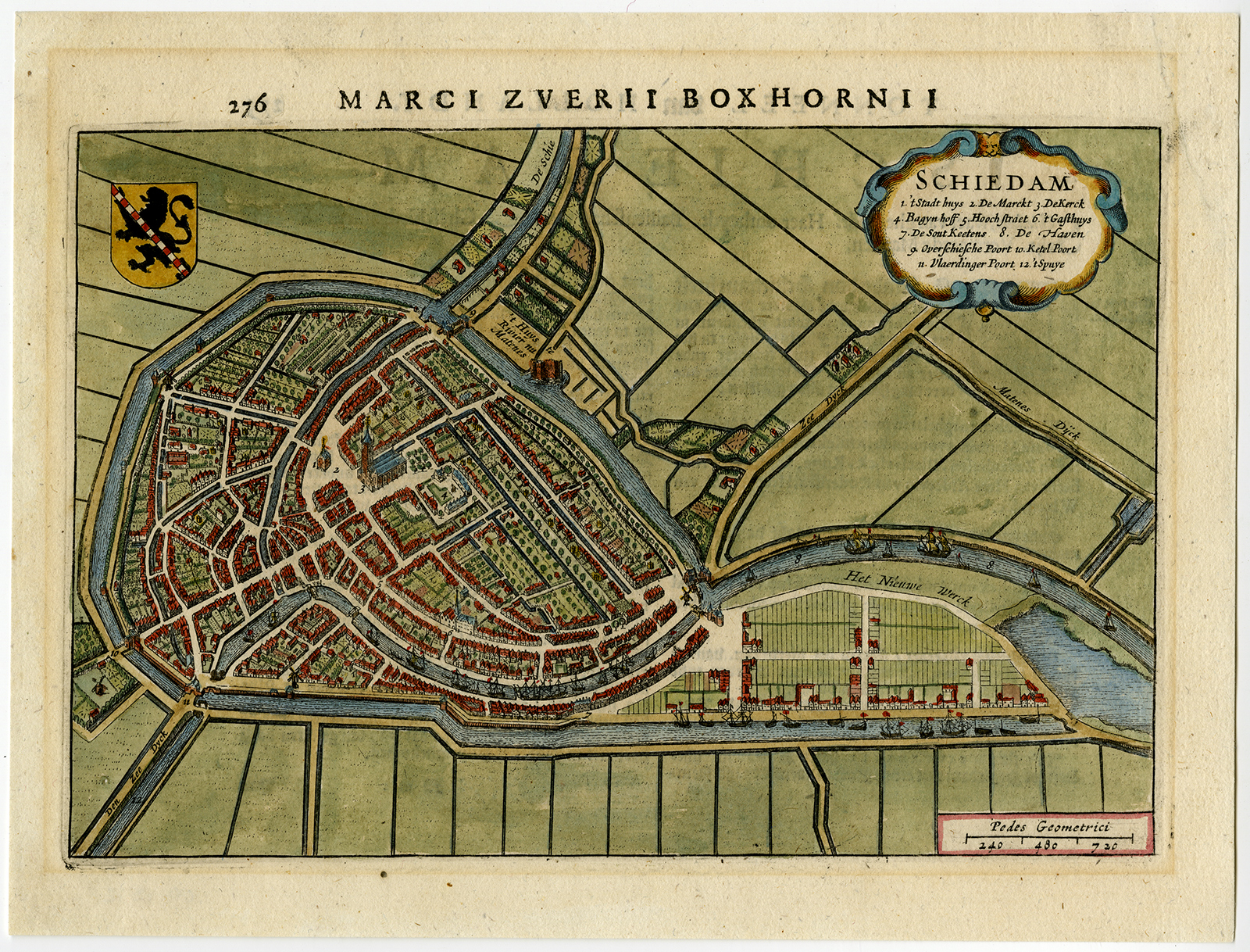 , Antique Print-SCHIEDAM-ZUID HOLLAND-PLAN-Boxhorn-1632, Pictura Antique Prints