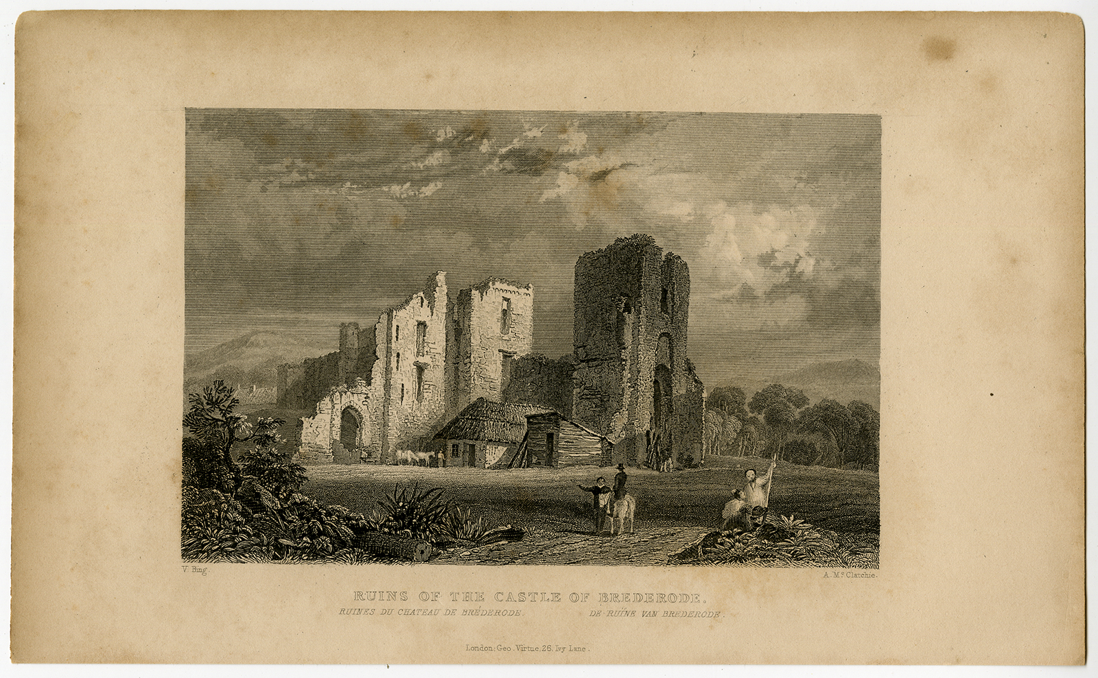 , Antique Print-BREDERODE-RUIN-ZUID HOLLAND-SANTPOORT-Bing-McClatchie-ca. 1860, Pictura Antique Prints