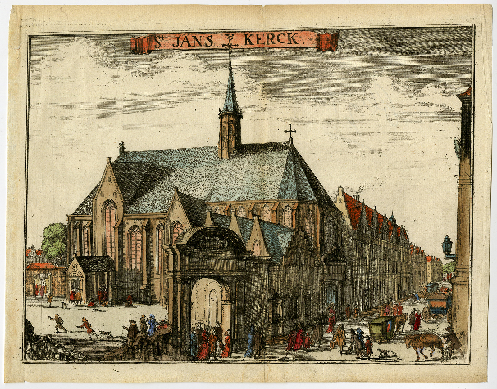 , Antique Print-JANSKERK-ST. JOHN’S CHURCH-HAARLEM-Romeyn de Hooghe -1754, Pictura Antique Prints